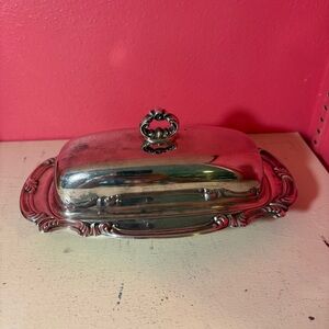 Vintage Gorham Silverplate Plated Butter Dish Scalloped Edges RETRO Silver Lined